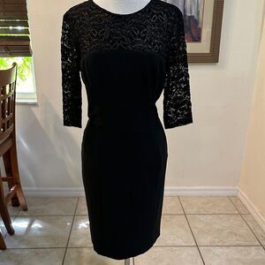 Chico’s Elegant Black Lace Trim Dress Size 1.5 (Medium/Large)
